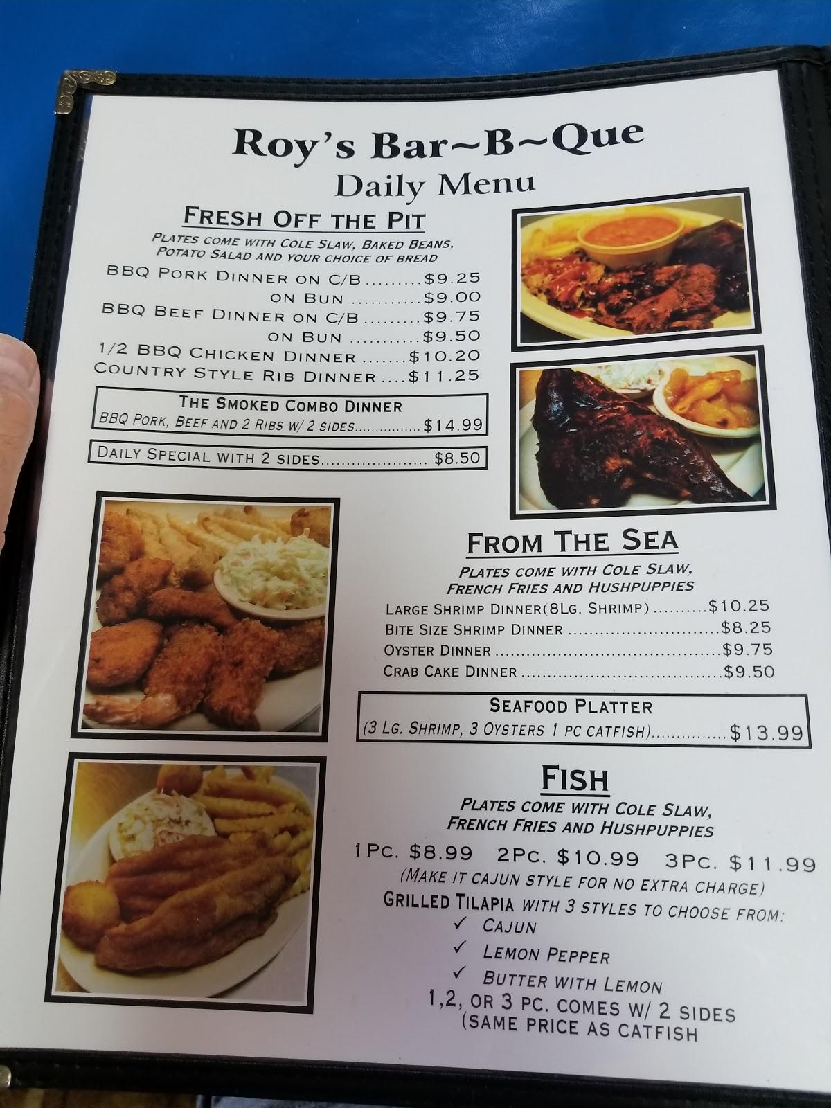 Menu At Roy's Bar-B-Que, Russellville