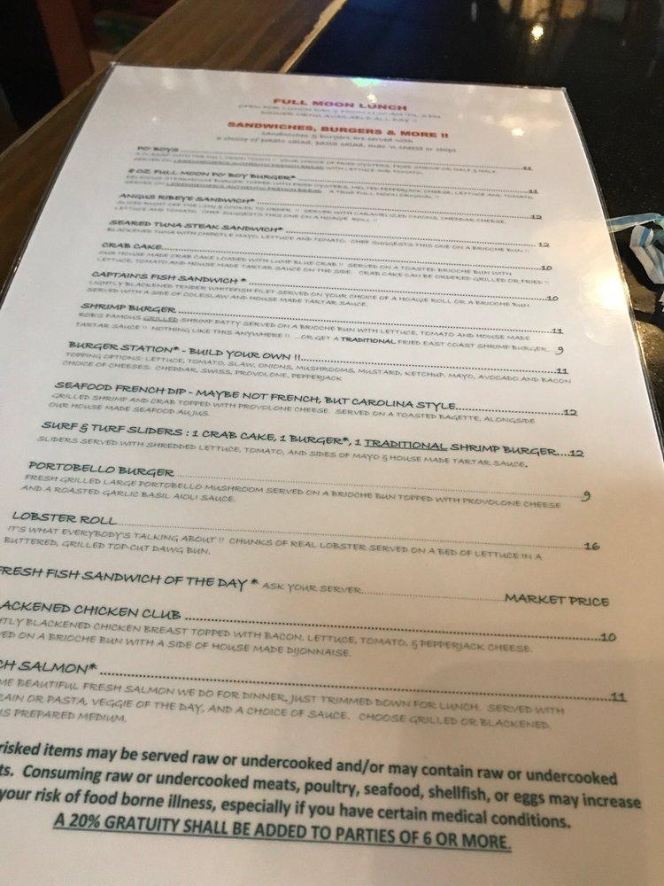Menu at The Full Moon Oyster Bar Jamestown, Jamestown
