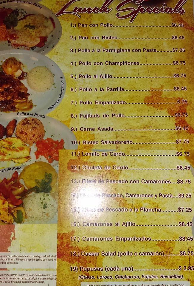 Menu at El Centroamericano Restaurant y Liquor Bar, Miami, 155 SW 107th Ave