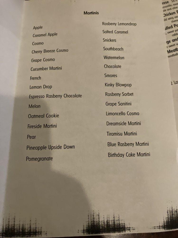 Menu at The Fireside Martini Grill, Inc. pizzeria, Dunmore