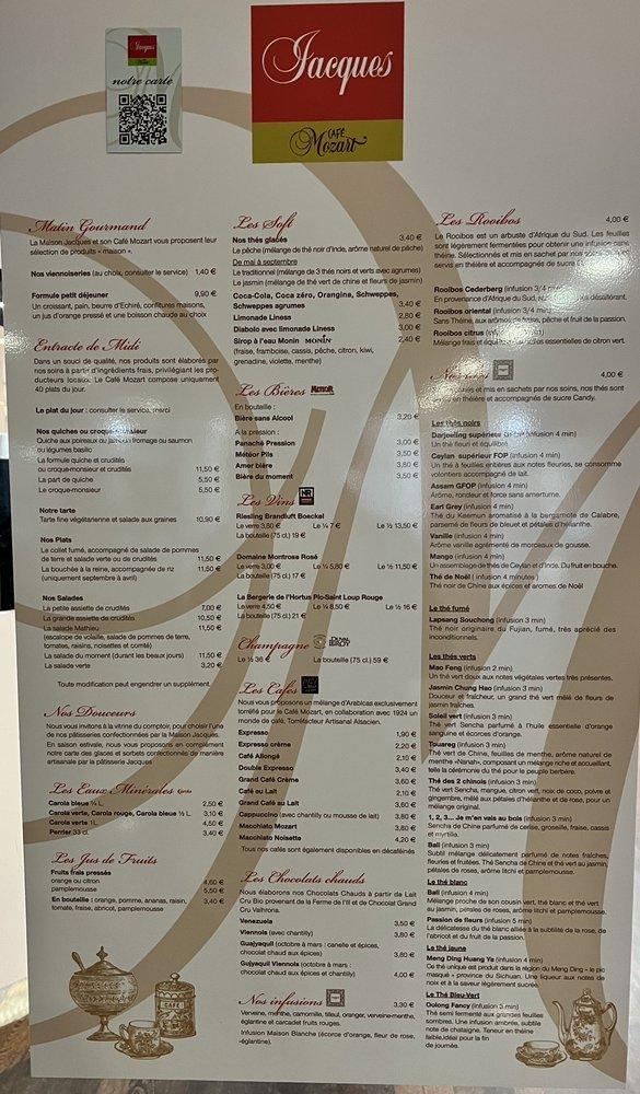 Menu At Mozart Cafe Mulhouse