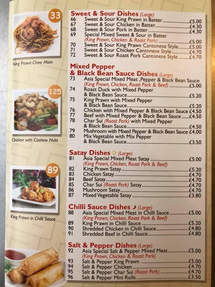 Menu at Taste Of Asia restaurant, Alloa