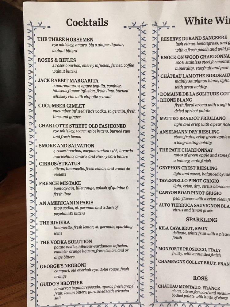 Menu at Cafe Europa, Kansas City, Main St