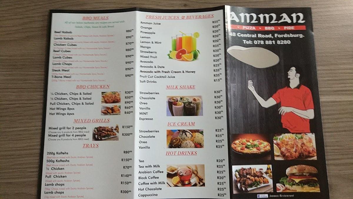 Menu At Amman Restaurant Johannesburg