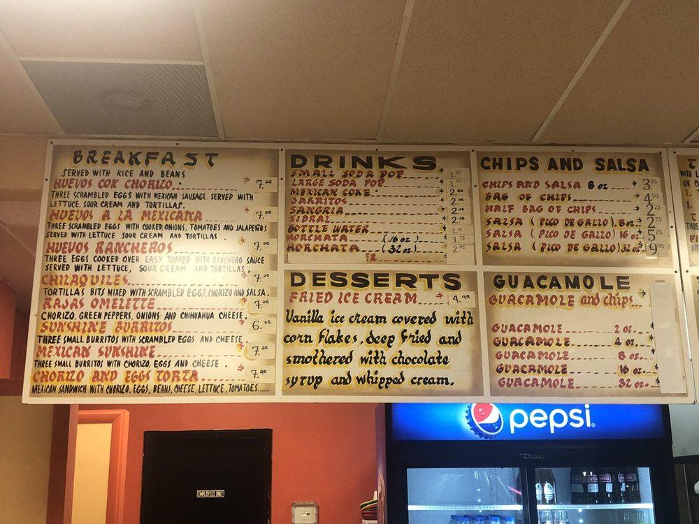 Menu at Carlos's Mexican Grill restaurant, Fox Lake