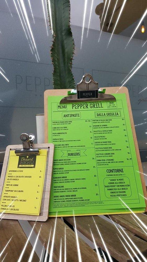 Menu da Pepper Grill, Melano