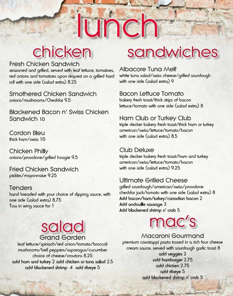 Menu at Café One restaurant, Ormond Beach