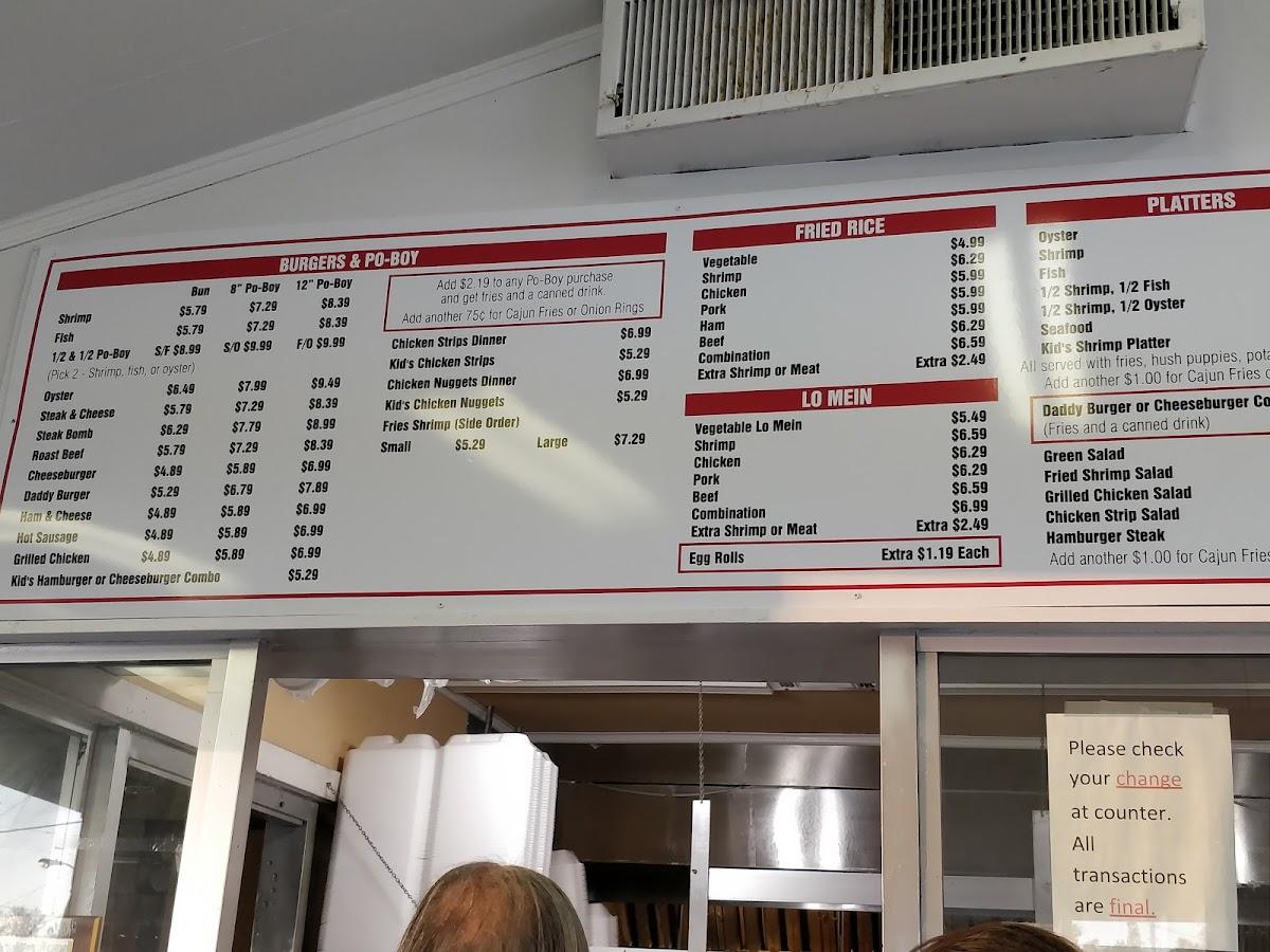 Menu at Ben's Deli restaurant, Gulfport