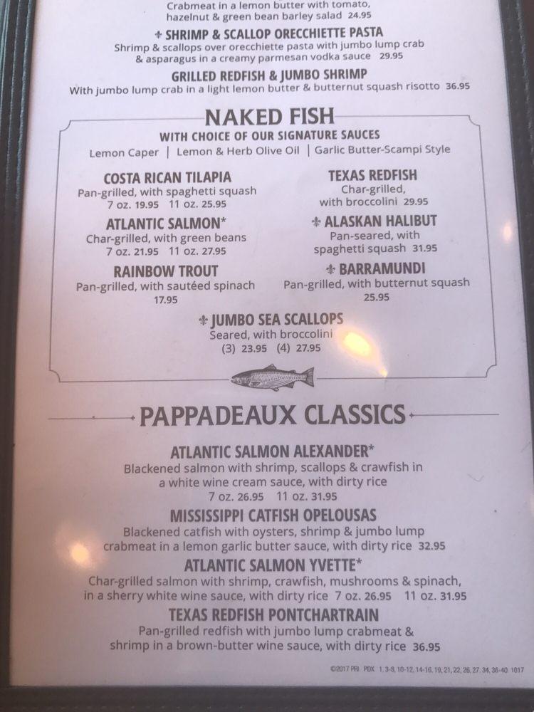Menu at Pappadeaux Seafood Kitchen restaurant, Birmingham