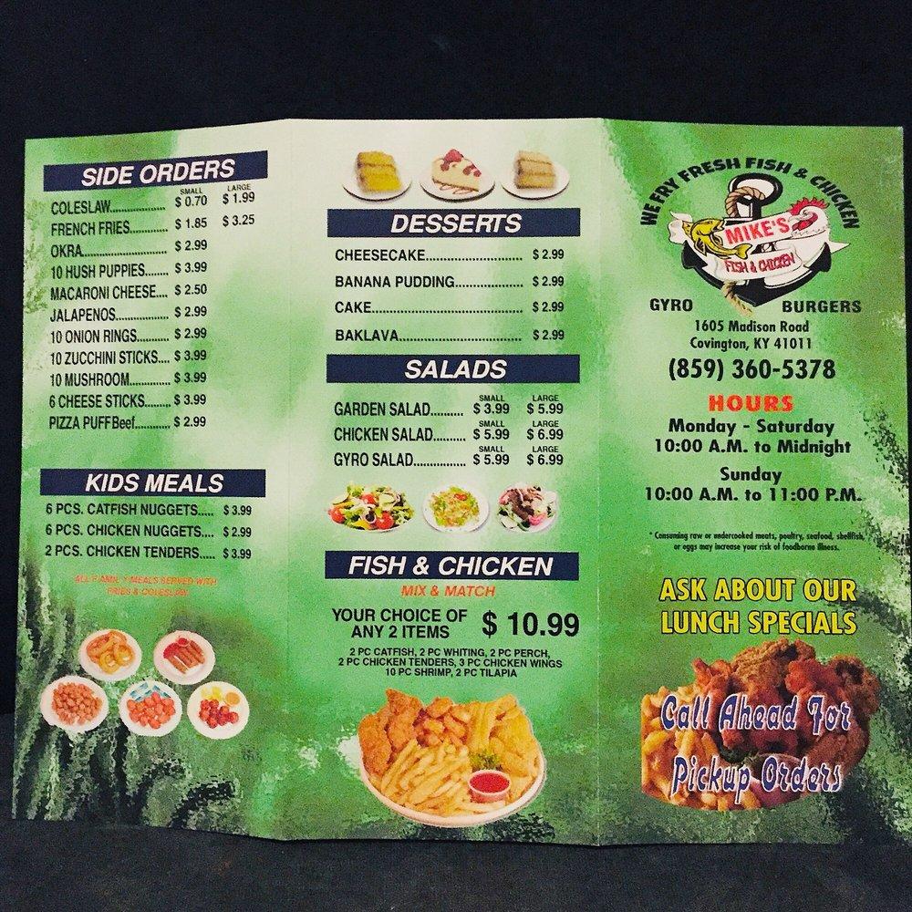 Menu at Mikes Fish And Chicken desserts, Covington