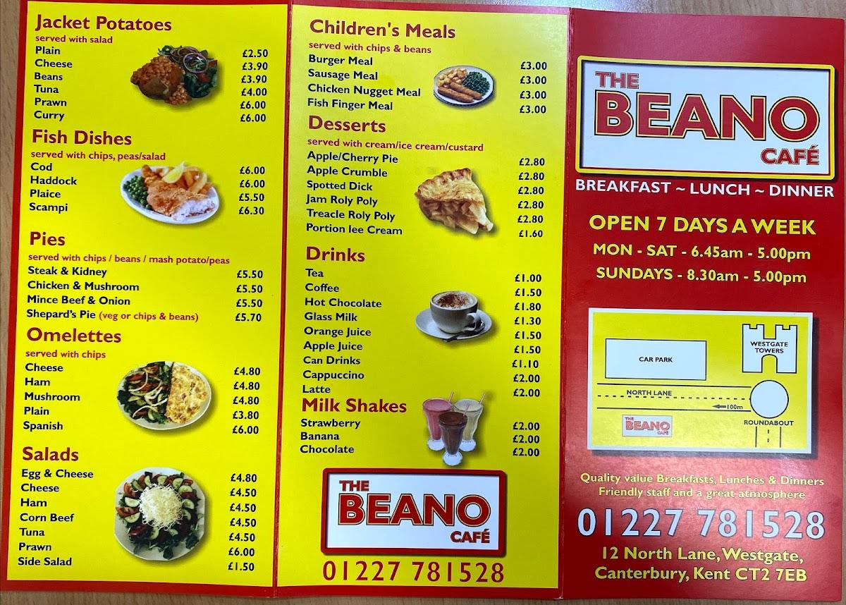 Menu at The Beano Cafe, Canterbury