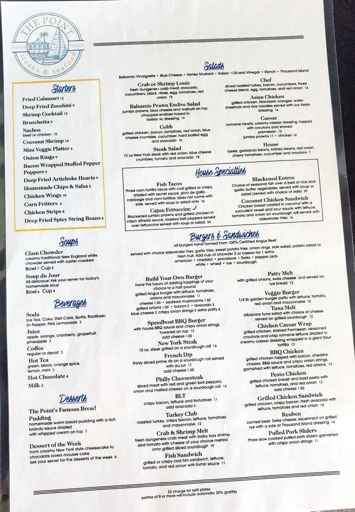 Menu at The Point Restaurant, Rio Vista