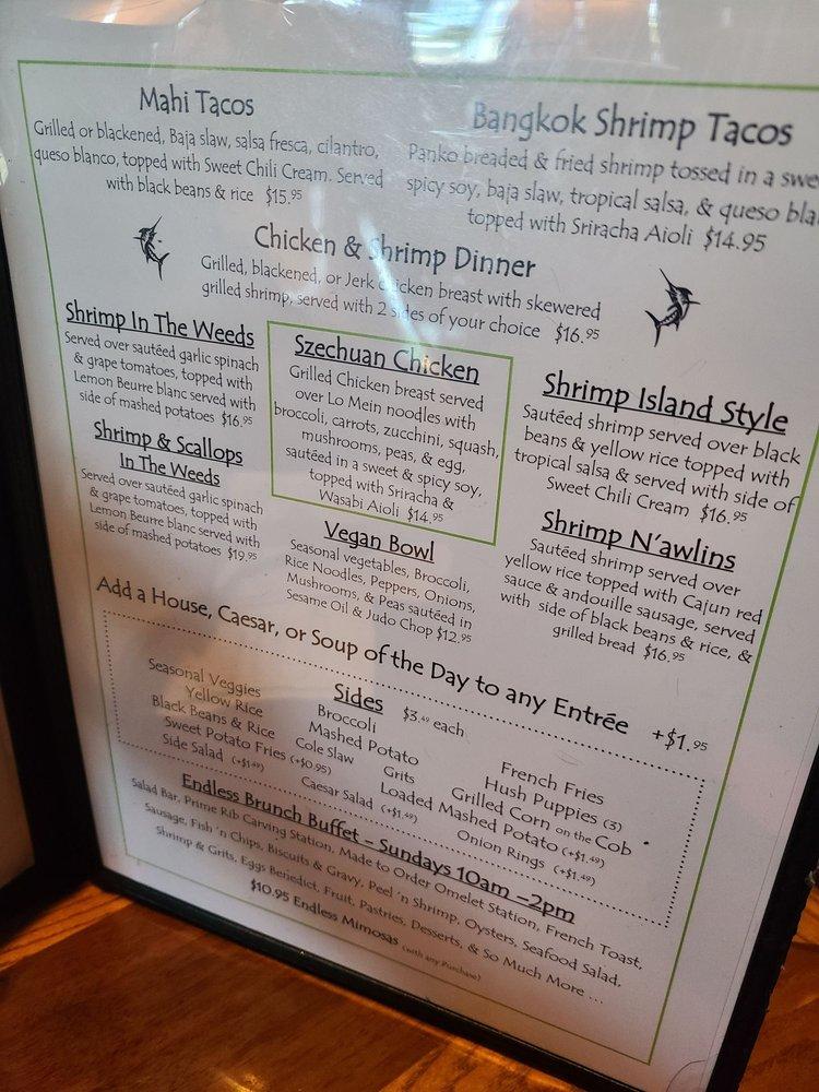 Menu at Green Marlin pub & bar, Vero Beach