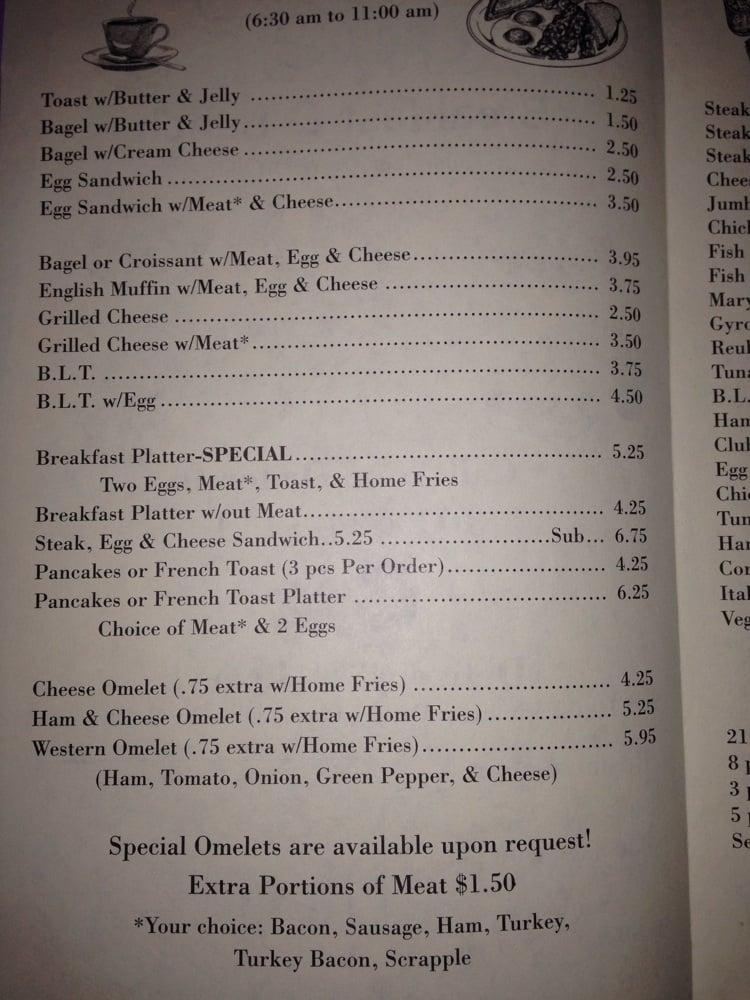 Menu at Peter's Grill cafe, Rockville
