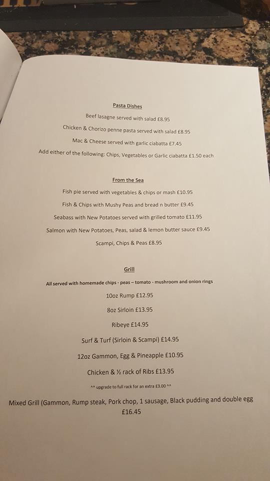 Menu at Punch Bowl pub & bar, Moorends