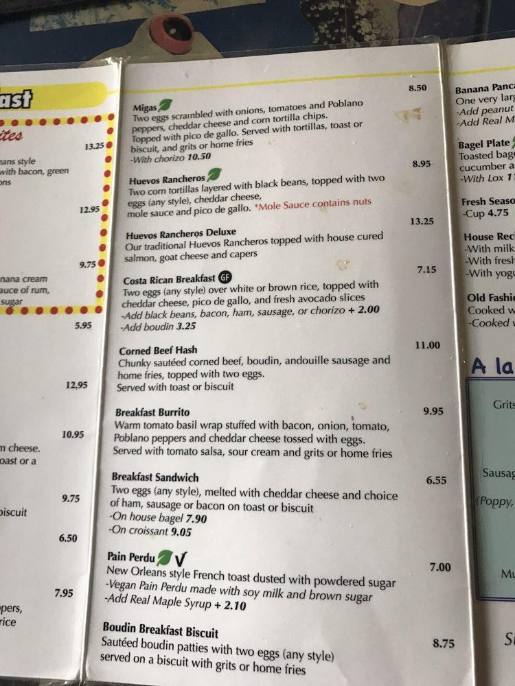 Menu at Surrey's Café & Juice Bar, New Orleans