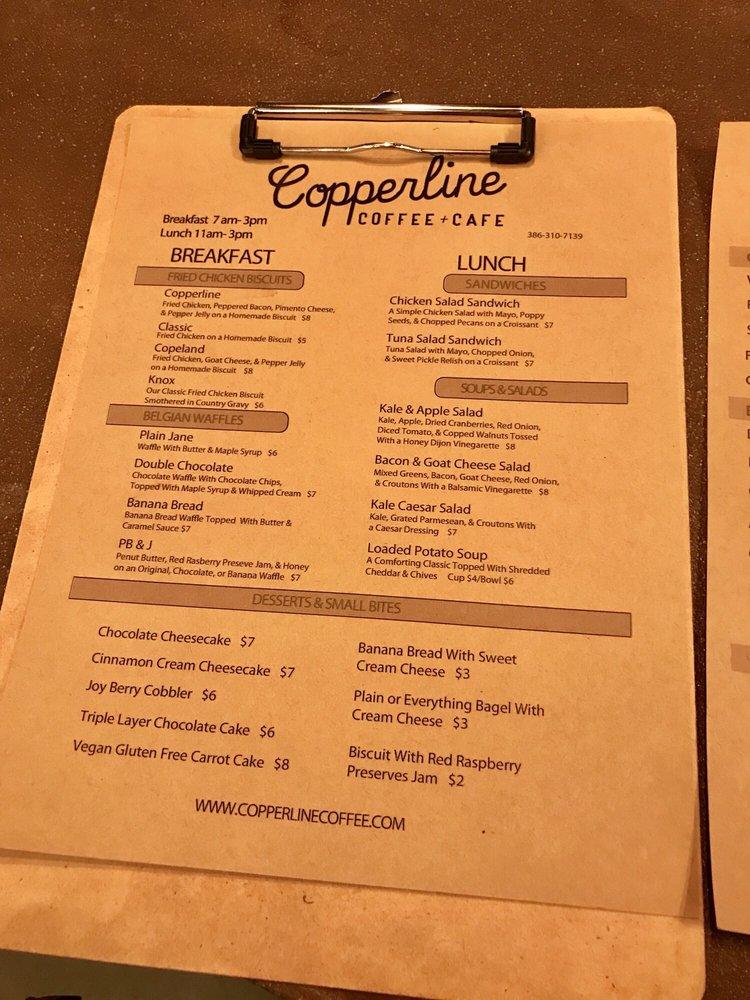 Menu at Copperline Coffee + Cafe, Port Orange