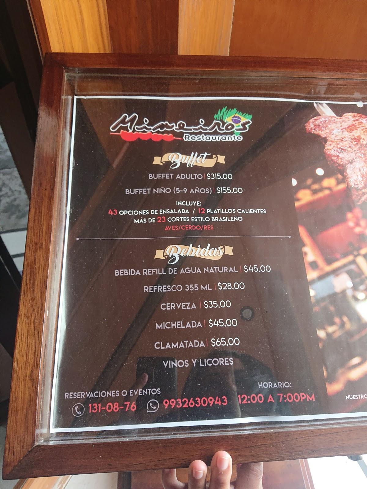 Menu at Mineiros Restaurante, Villahermosa