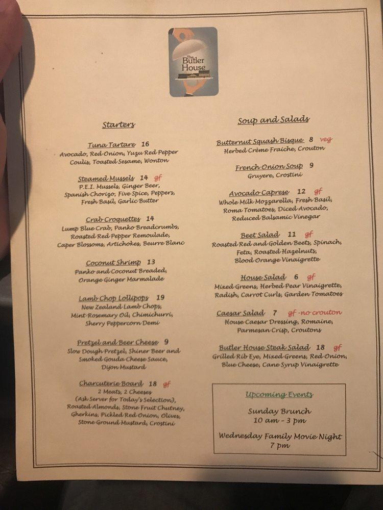 Menu at The Butler House pub & bar, The Woodlands