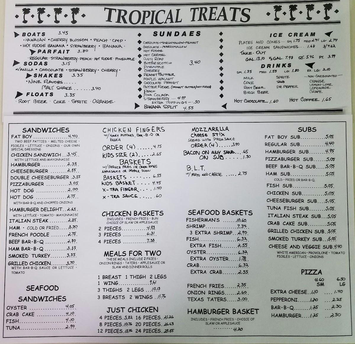 Menu at Crabbs Tropical Treat restaurant, Hanover