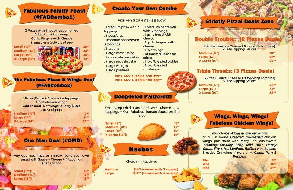 Menu at Fabulous 2 for 1 Pizza & Wings pizzeria, London