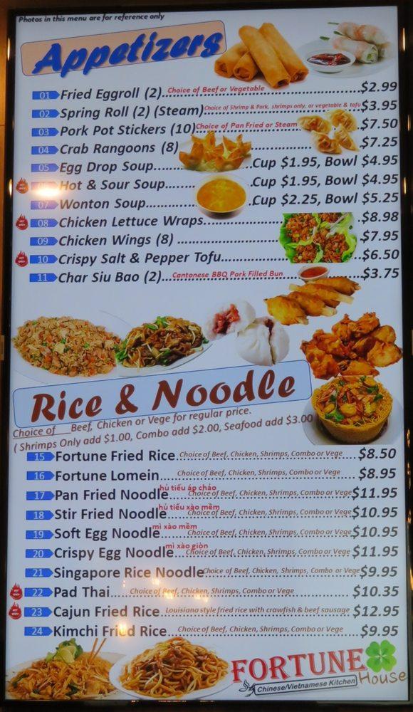 Menu at Fortune House restaurant, Hutto