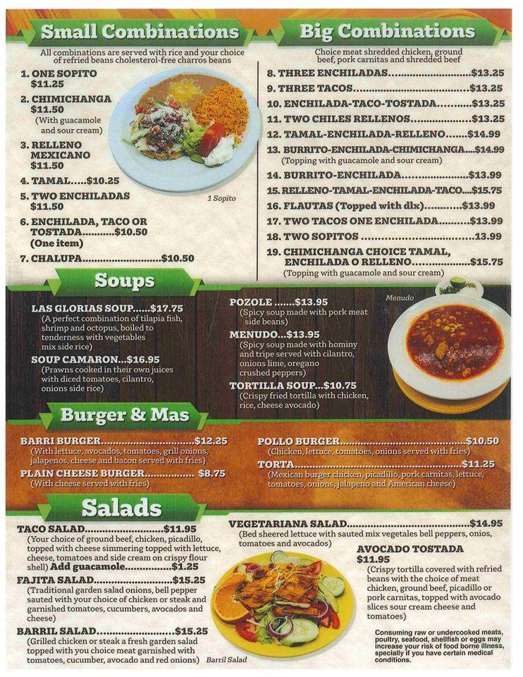 Menu at Sinaloa Mexican Restaurant, Clarkston