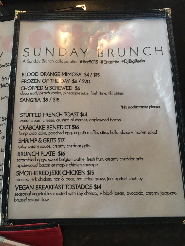 Menu at Bar 5015, Houston, Almeda Rd