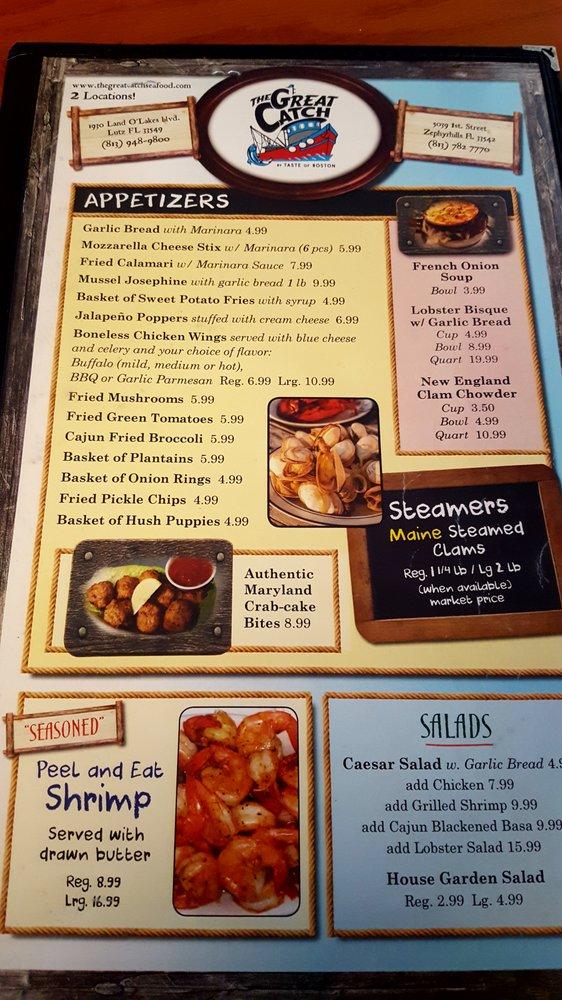 Menu at The Great Catch Zephyrhills restaurant, Zephyrhills