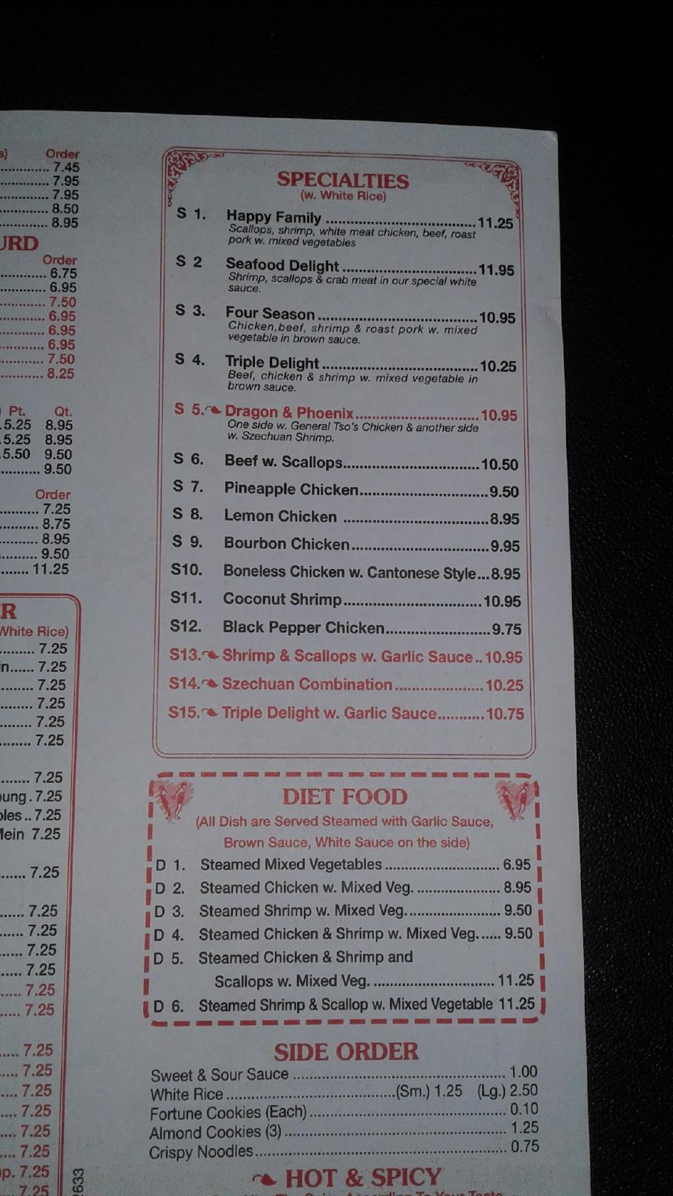 Menu at New China Restaurant, Davenport