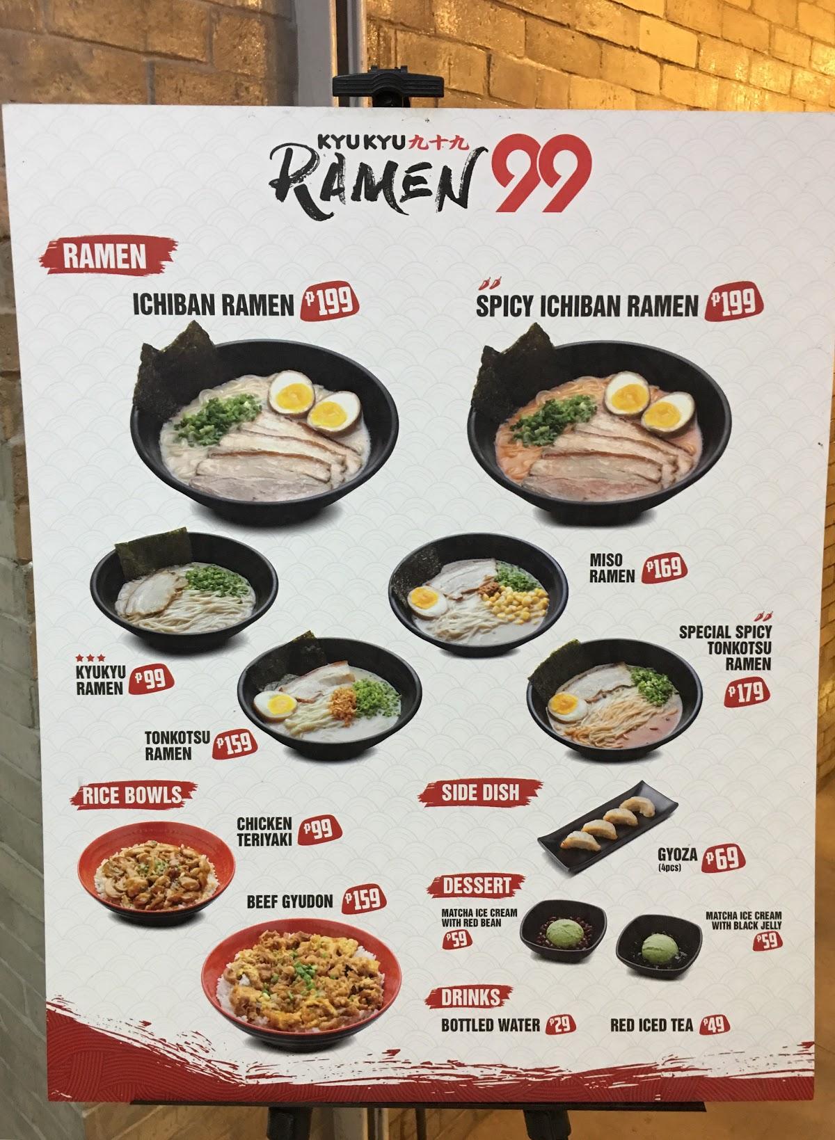 Menu at Kyukyu Ramen 99 - Starmall EDSA restaurant, Mandaluyong