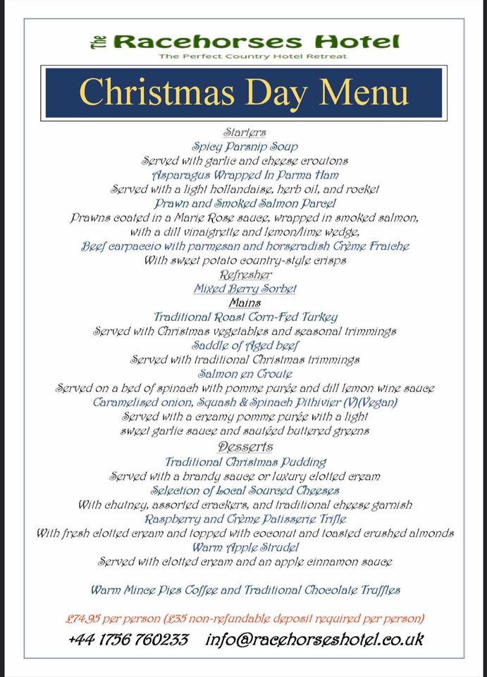 Menu at Racehorses Hotel pub & bar, Kettlewell