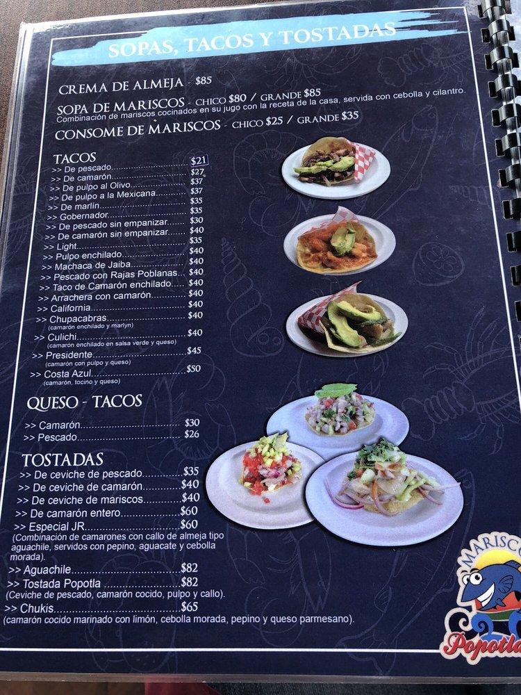 Menu at Mariscos Popotla Jr. restaurant, Rosarito, Blvd. Popotla No.  3103-Km. 30