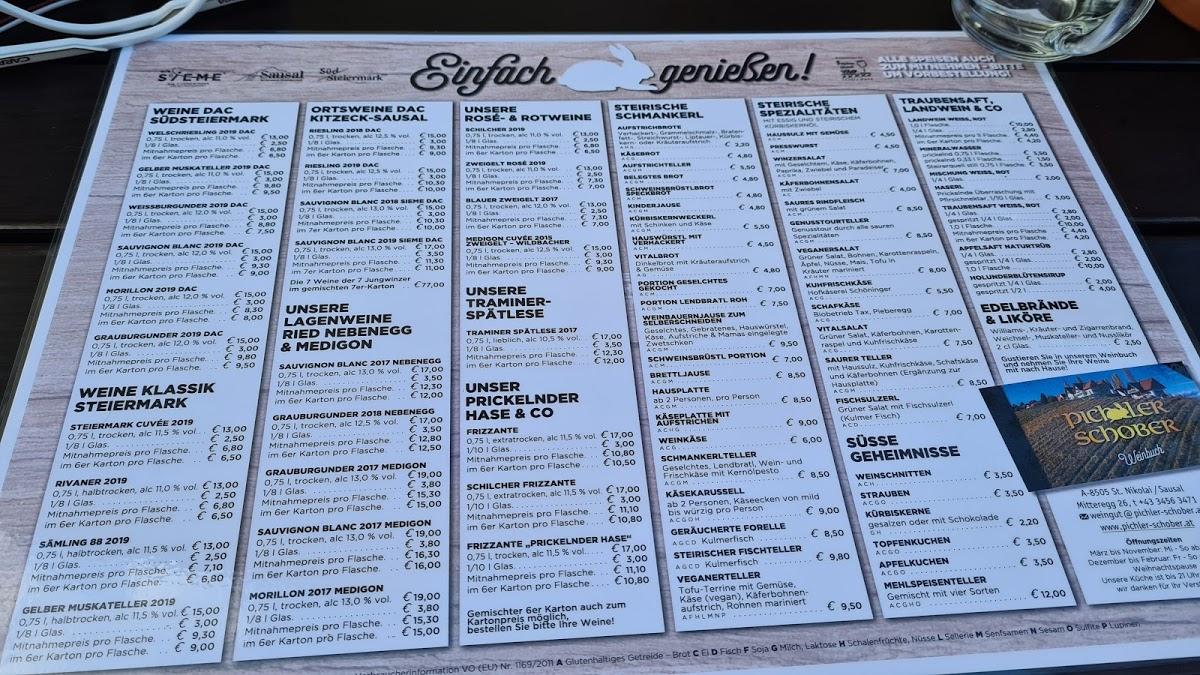 Speisekarte von Buschenschank Pichler Schober restaurant, Sankt Nikolai im Sausal