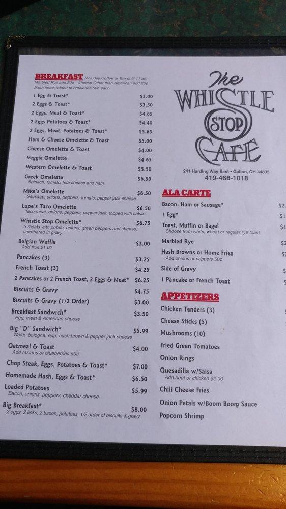 Menu at Whistle Stop Cafe, Galion