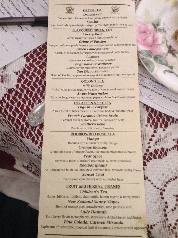 Carta del restaurante The Grand Tea Room, Escondido