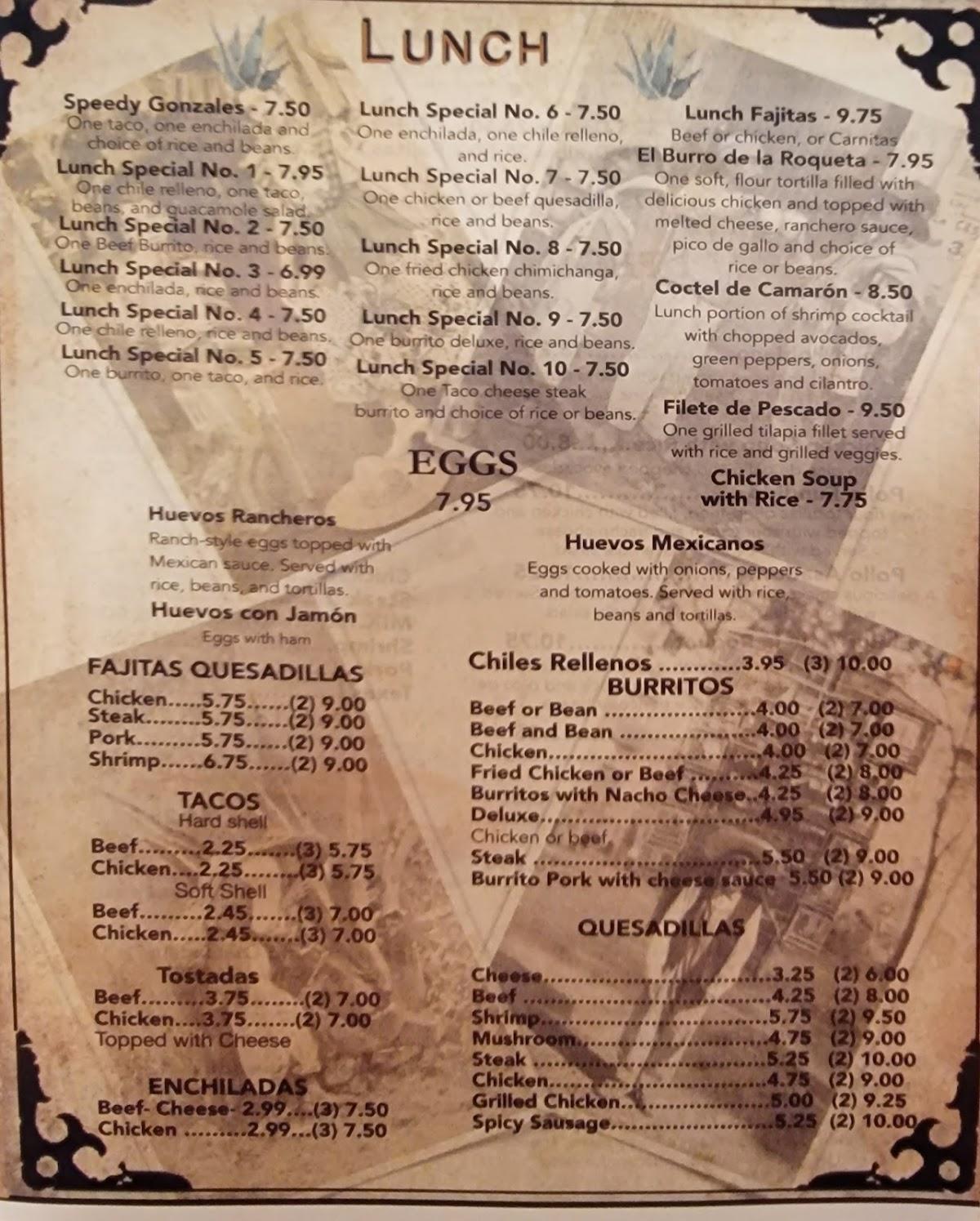 Menu at Puerto Nuevo Mexican & Seafood Restaurant, Spruce Pine