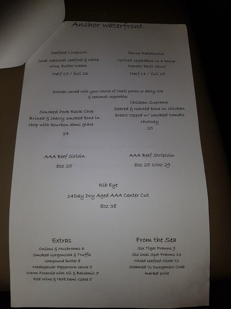 Menu at Anchor Inn & Suites pub & bar, Campbell River