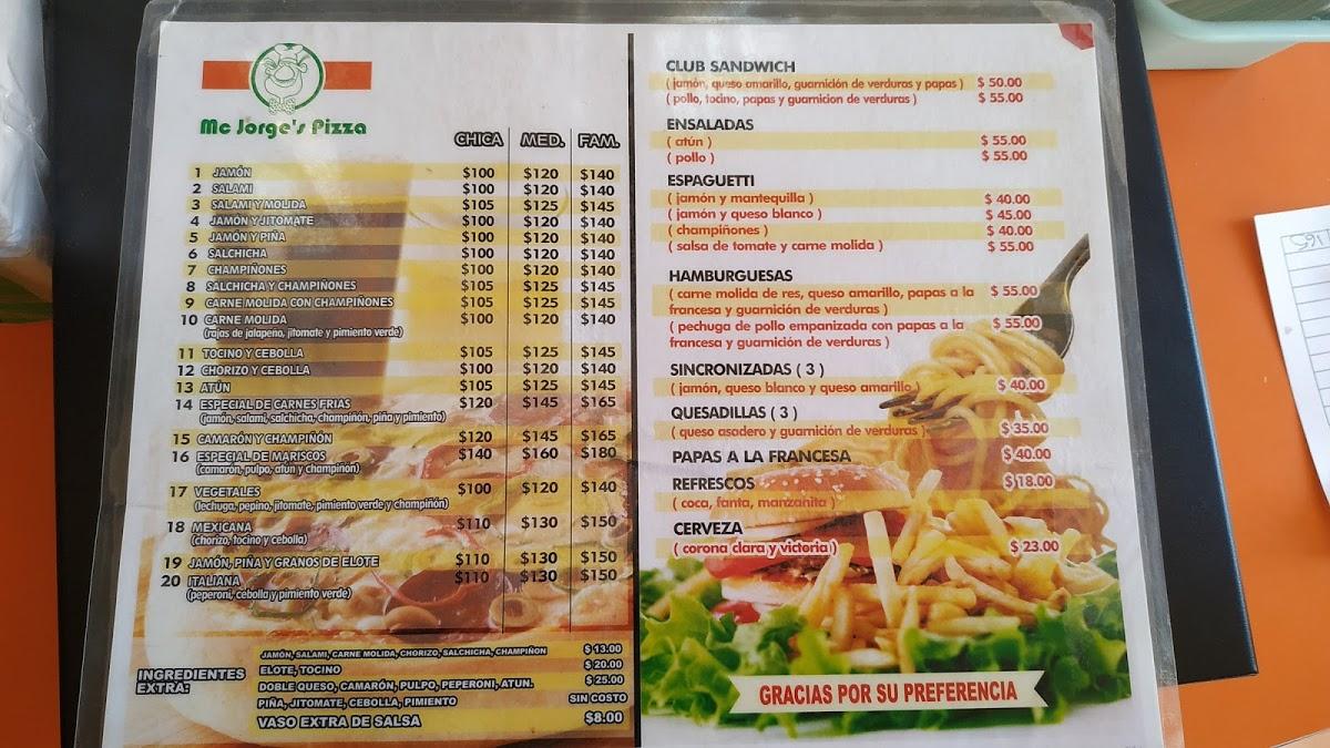Menu at Mc Pizza restaurant, Silao