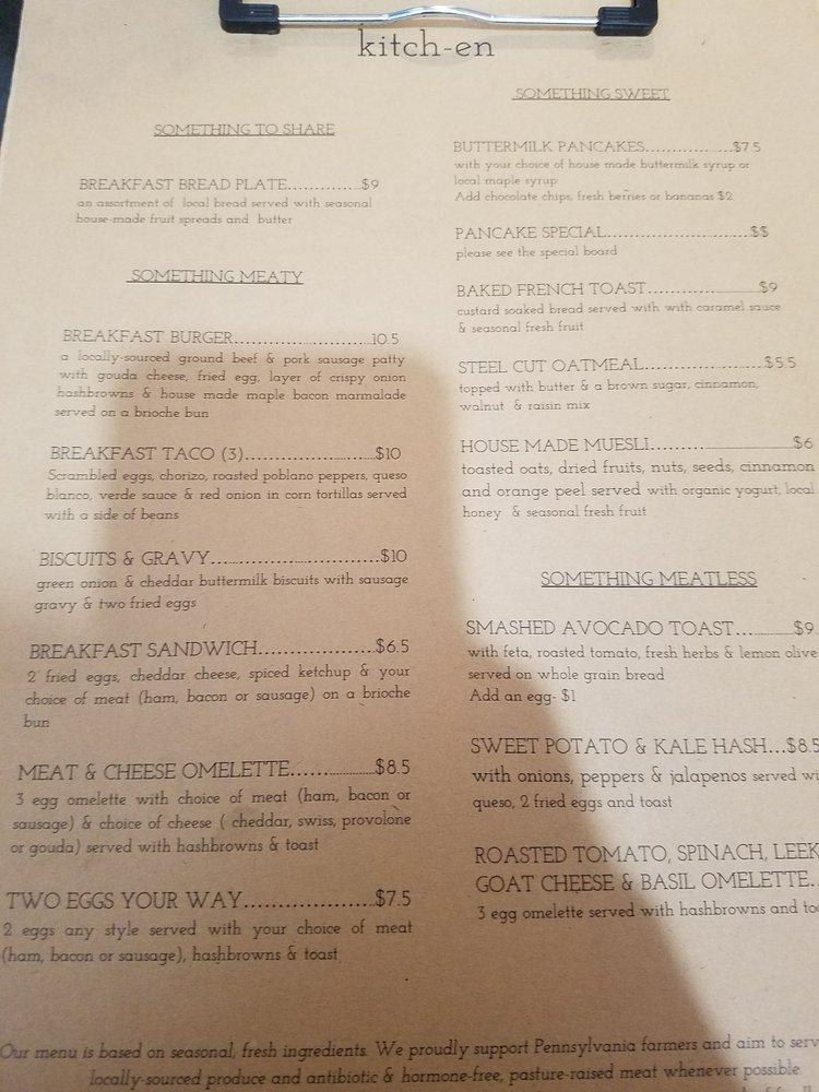 Menu at kitchen cafe, East Stroudsburg