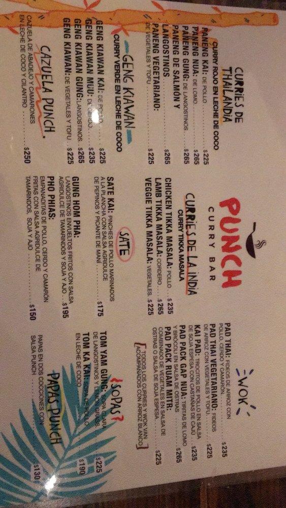 Menu at Punch Curry Bar, Buenos Aires