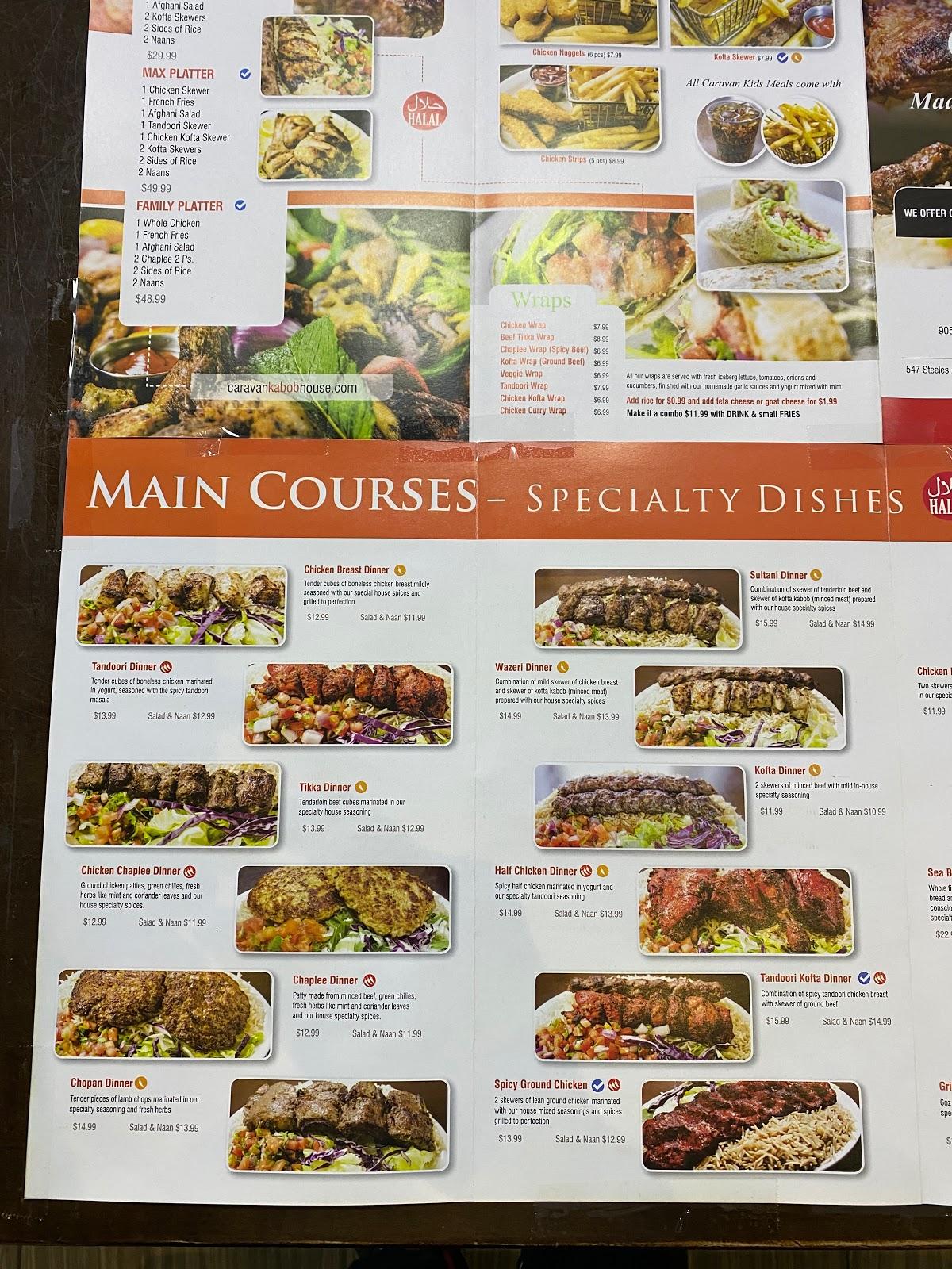 Menu at Caravan Kabob House restaurant, Brampton