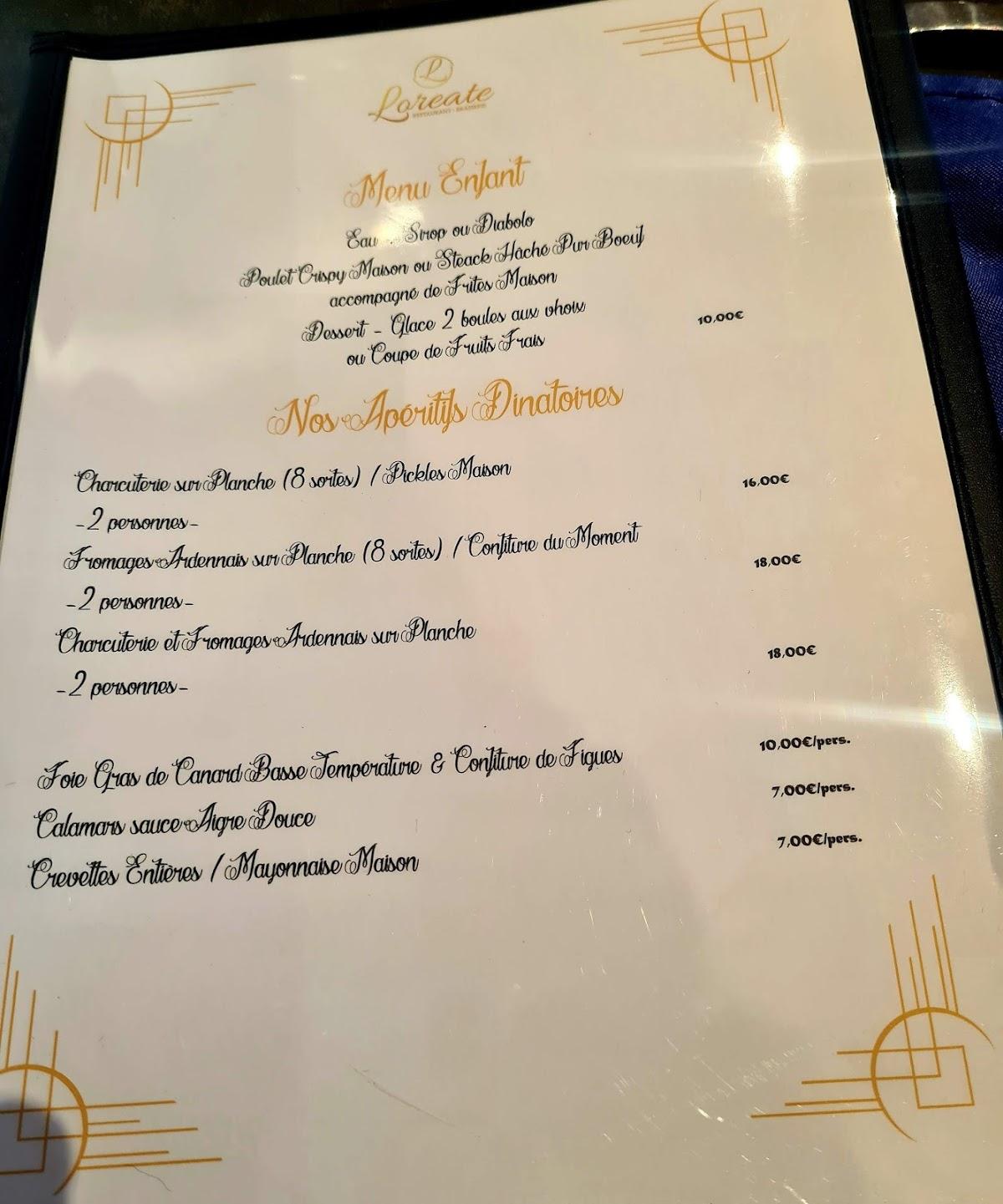Menu de LOREATE