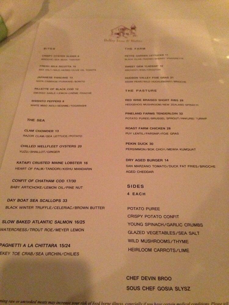 Menu at Belfry Inn and Bistro restaurant, Sandwich