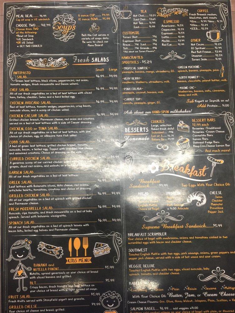 Menu at Bell the Cat restaurant, Belfast, 15 Belmont Ave