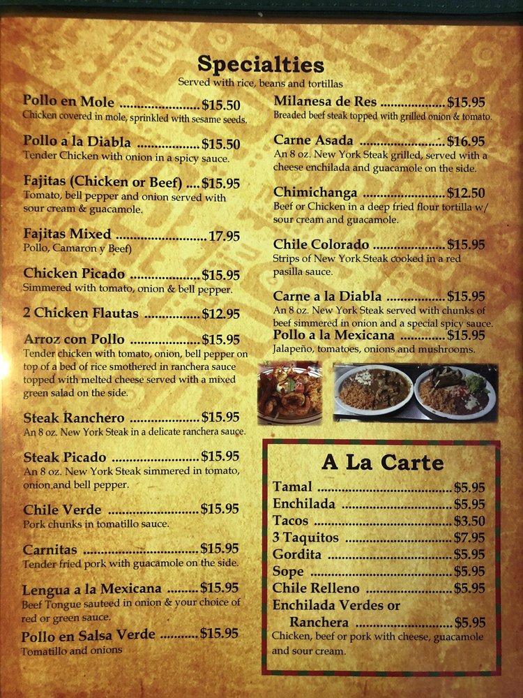 Menu at El Matador Authentic Mexican Food restaurant, Pasadena