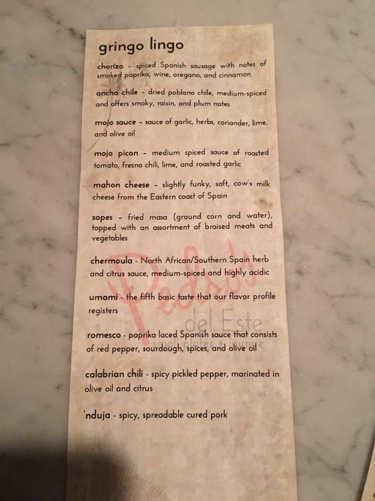 Menu at San Pedro Cafe, Hudson