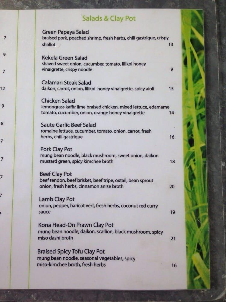 Menu at TK Noodle House Kona restaurant, KailuaKona