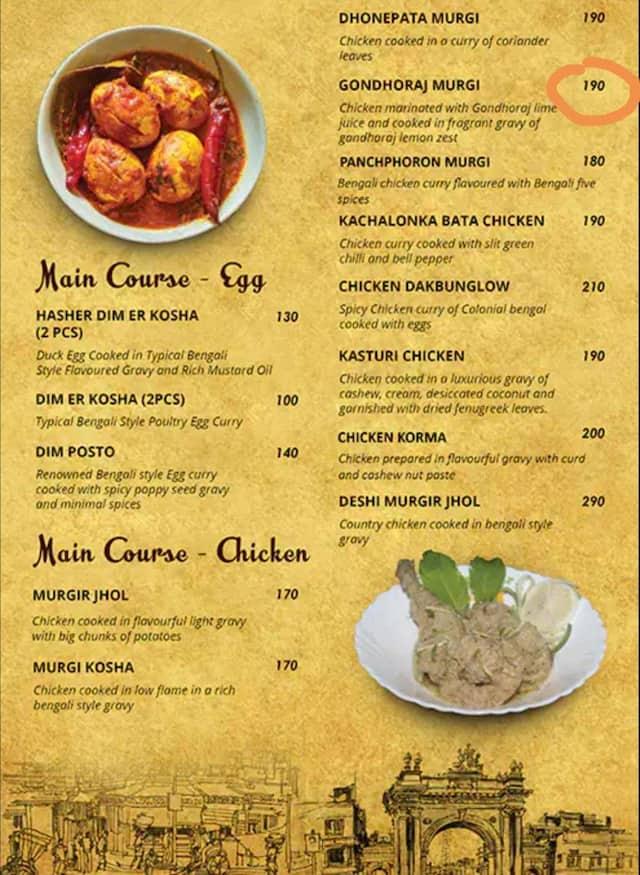 Menu at EPARE BANGLA, Siliguri, Hotel Central Plaza Complex Hill Cart ...