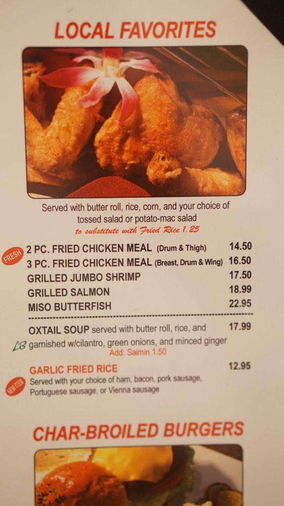 Menu at Liliha Bakery, Honolulu, 1450 Ala Moana Blvd